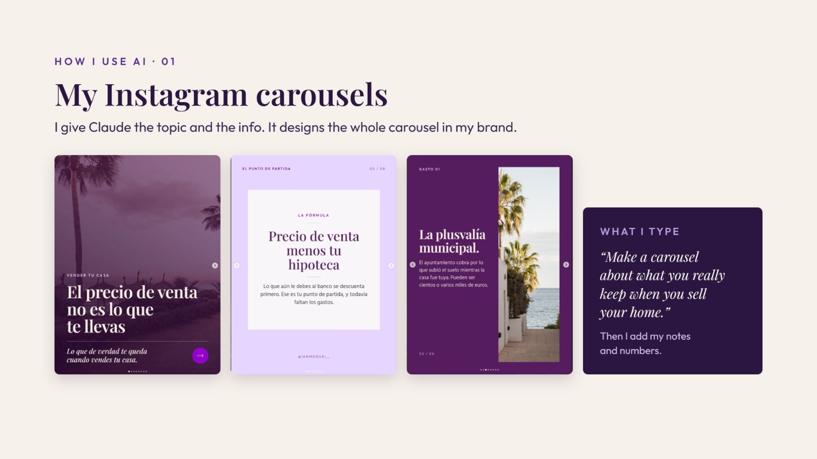 How Ian uses AI 01: Instagram carousels